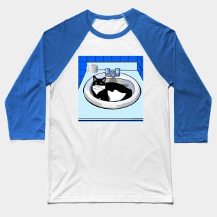 Cute Tuxedo Cat in the bathroom basin  Copyright TeAnne Baseball T-Shirt